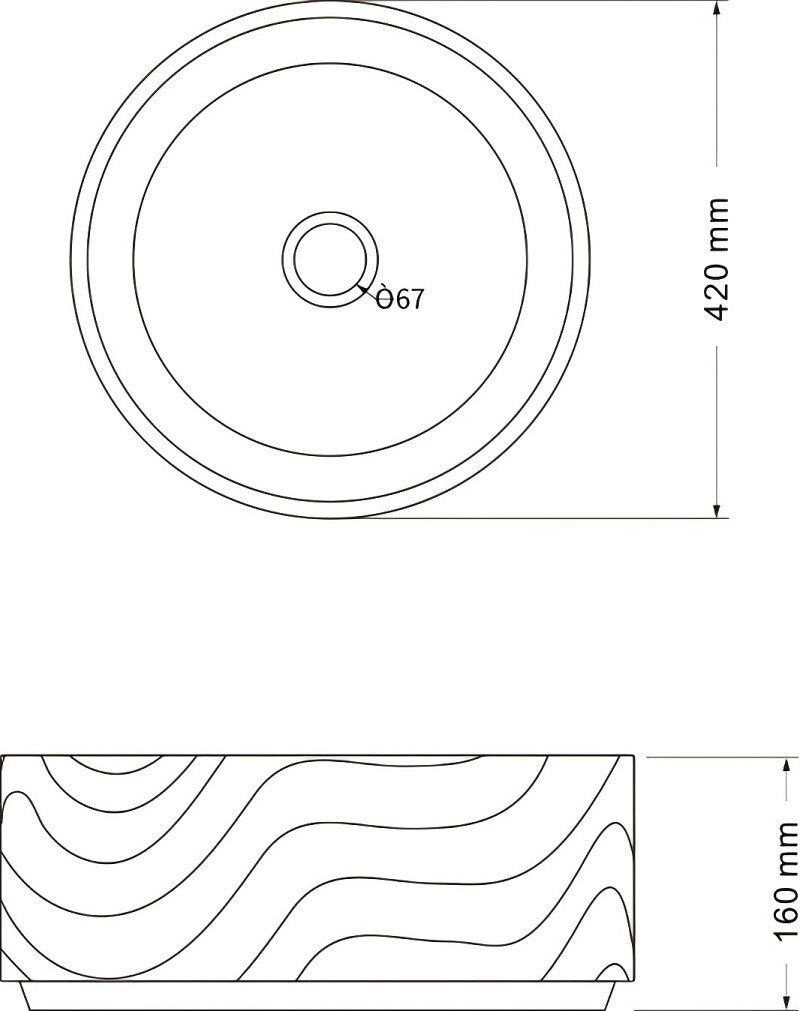 Infinity Round Gloss White Ceramic Above Counter Basin 420*420*160mm