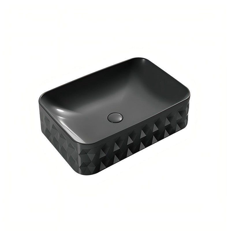 Infinity Rectangle Gloss White/Matt White/Matt Black Ceramic Above Counter Basin 600*395*130mm