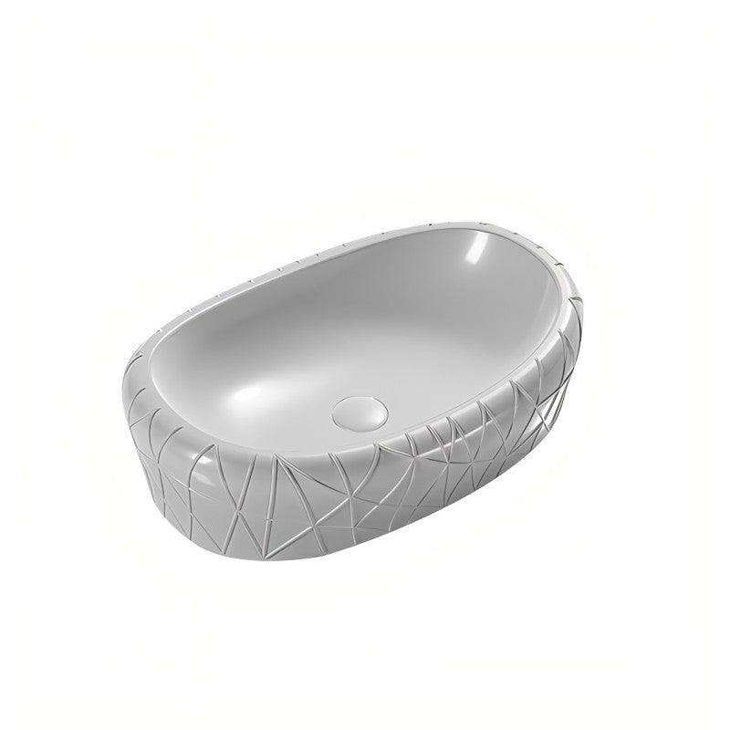 Infinity Oval Gloss White/Matt White/Matt Black Ceramic Above Counter Basin 600*390*135mm