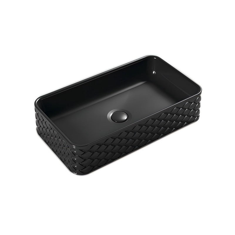 Infinity Rectangle Gloss White/Matt White/Matt Black Ceramic Above Counter Basin 610*340*120mm