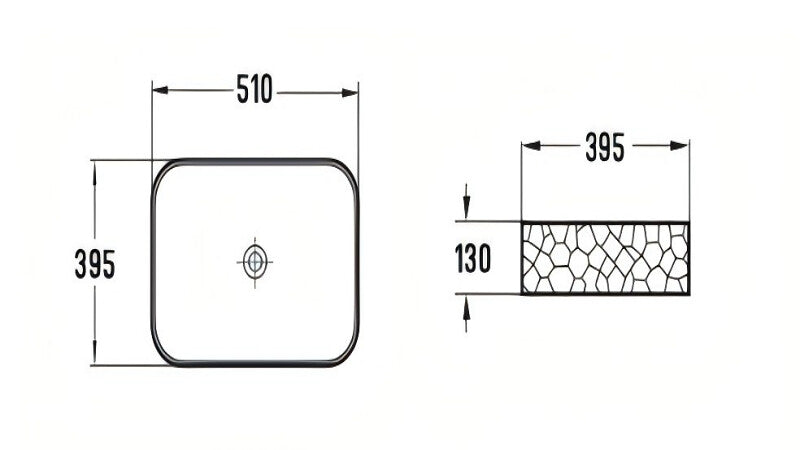 Infinity Rectangle Gloss White/Matt White/Matt Black Ceramic Above Counter Basin 510*395*130mm