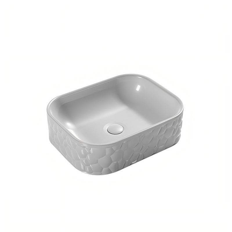 Infinity Rectangle Gloss White/Matt White/Matt Black Ceramic Above Counter Basin 510*395*130mm