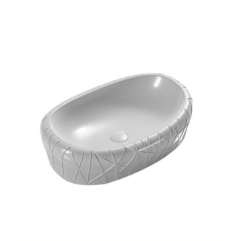 Infinity Oval Gloss White/Matt White/Matt Black Ceramic Above Counter Basin 600*390*135mm