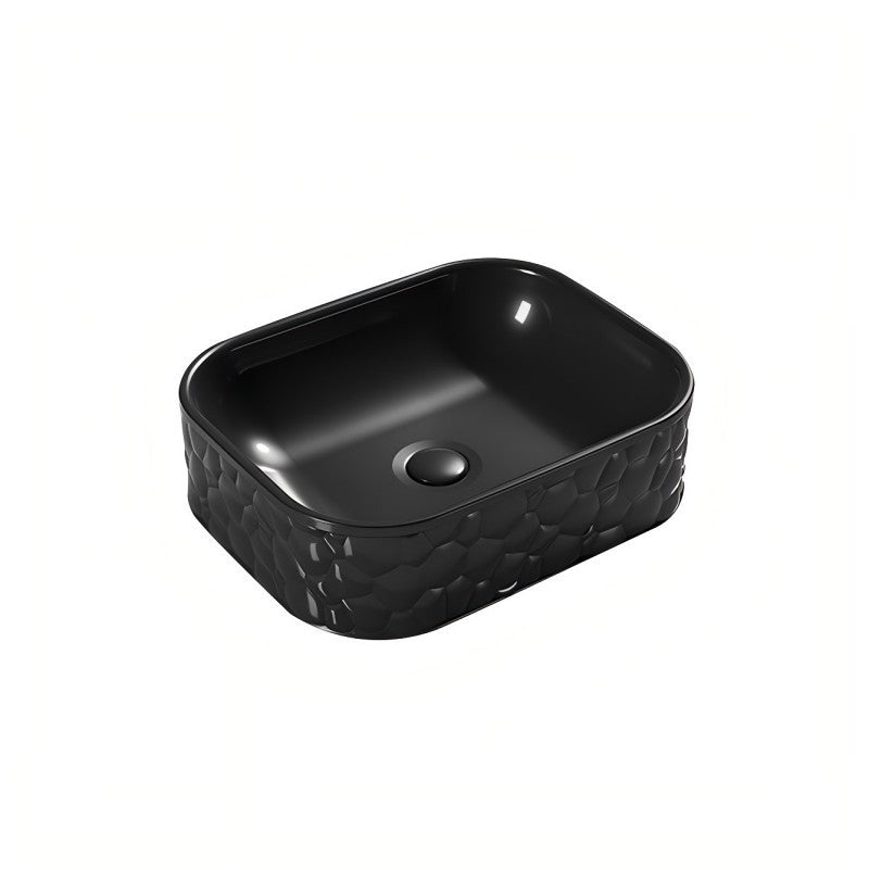 Infinity Rectangle Gloss White/Matt White/Matt Black Ceramic Above Counter Basin 510*395*130mm
