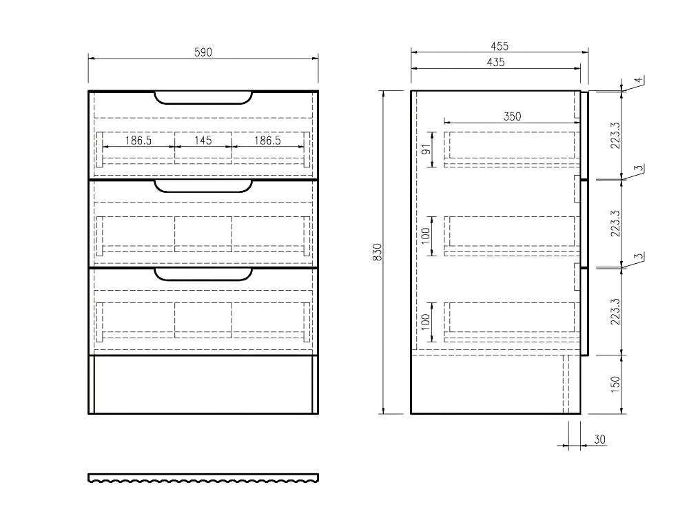 Mercio RHEA Natural Oak Fluted Freestanding Vanity with Kickboard | 600–1200mm