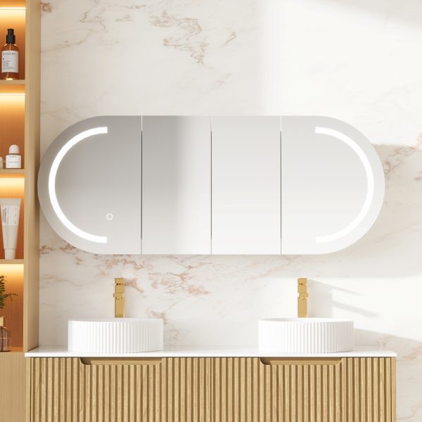 Mercio Athena Matt White Oval LED Shaving Cabinet 900 | 1200 | 1500mm
