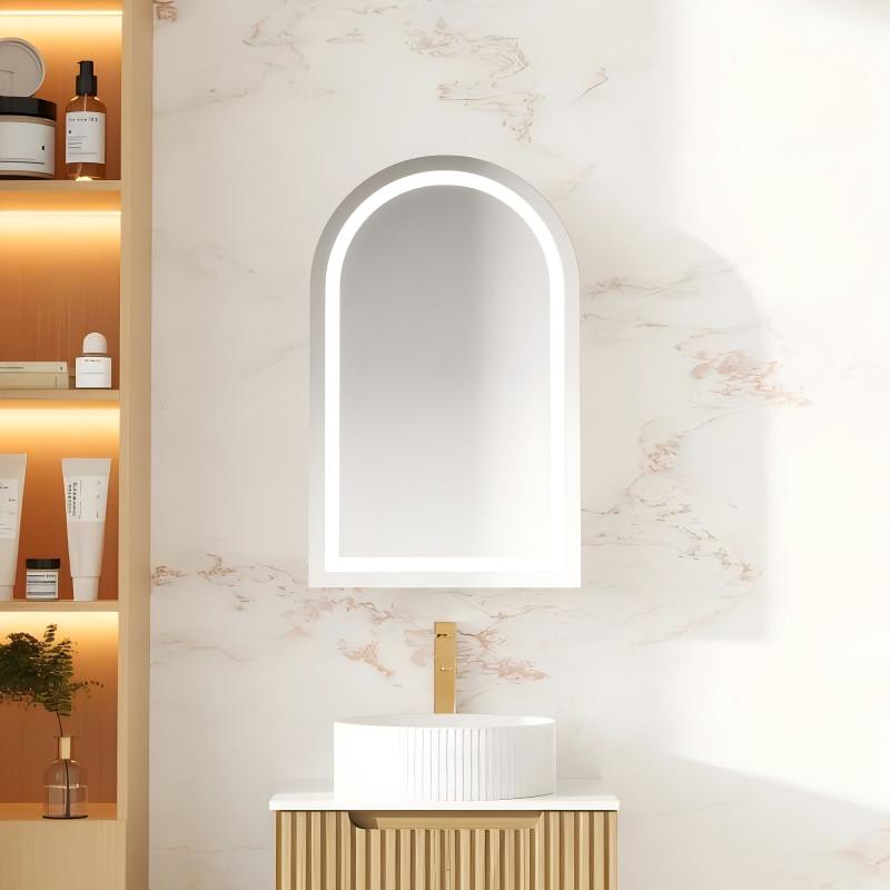 Mercio Athena Matt White LED Arch Shaving Cabinet 500*900mm