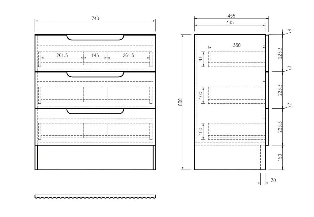 Mercio RHEA Natural Oak Fluted Freestanding Vanity with Kickboard | 600–1200mm