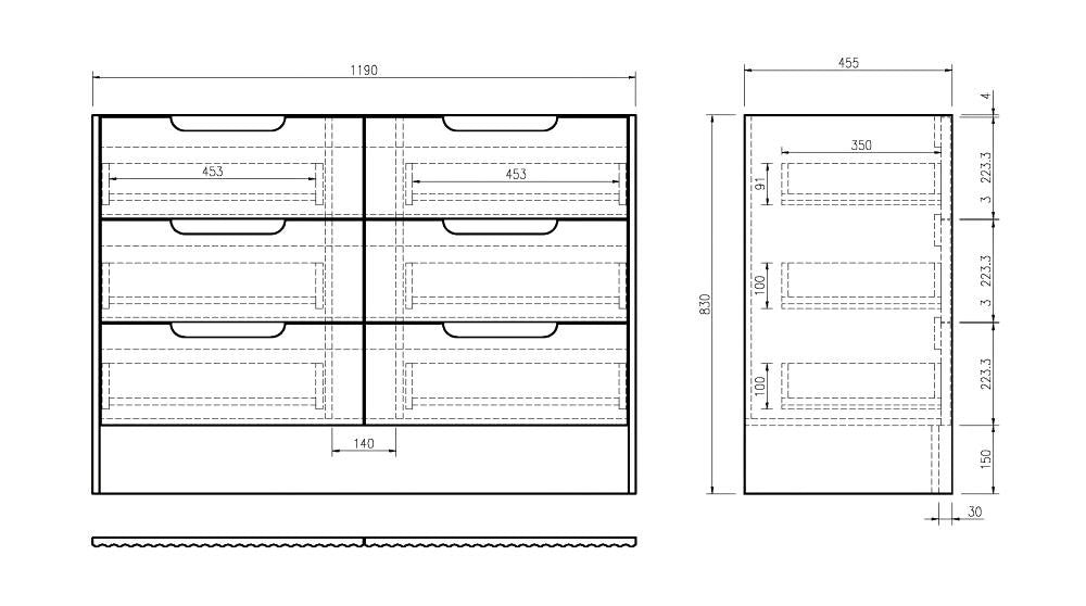 Mercio RHEA Natural Oak Fluted Freestanding Vanity with Kickboard | 600–1200mm