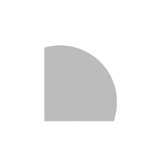 Minimalist quarter circle grey shape on white background, modern home decor accent