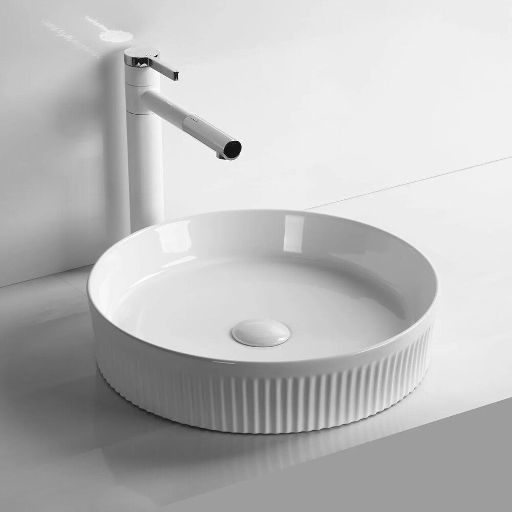Infinity Round Gloss White/Matt White/Matt Black Ceramic Above Counter Basin 405*405*100mm
