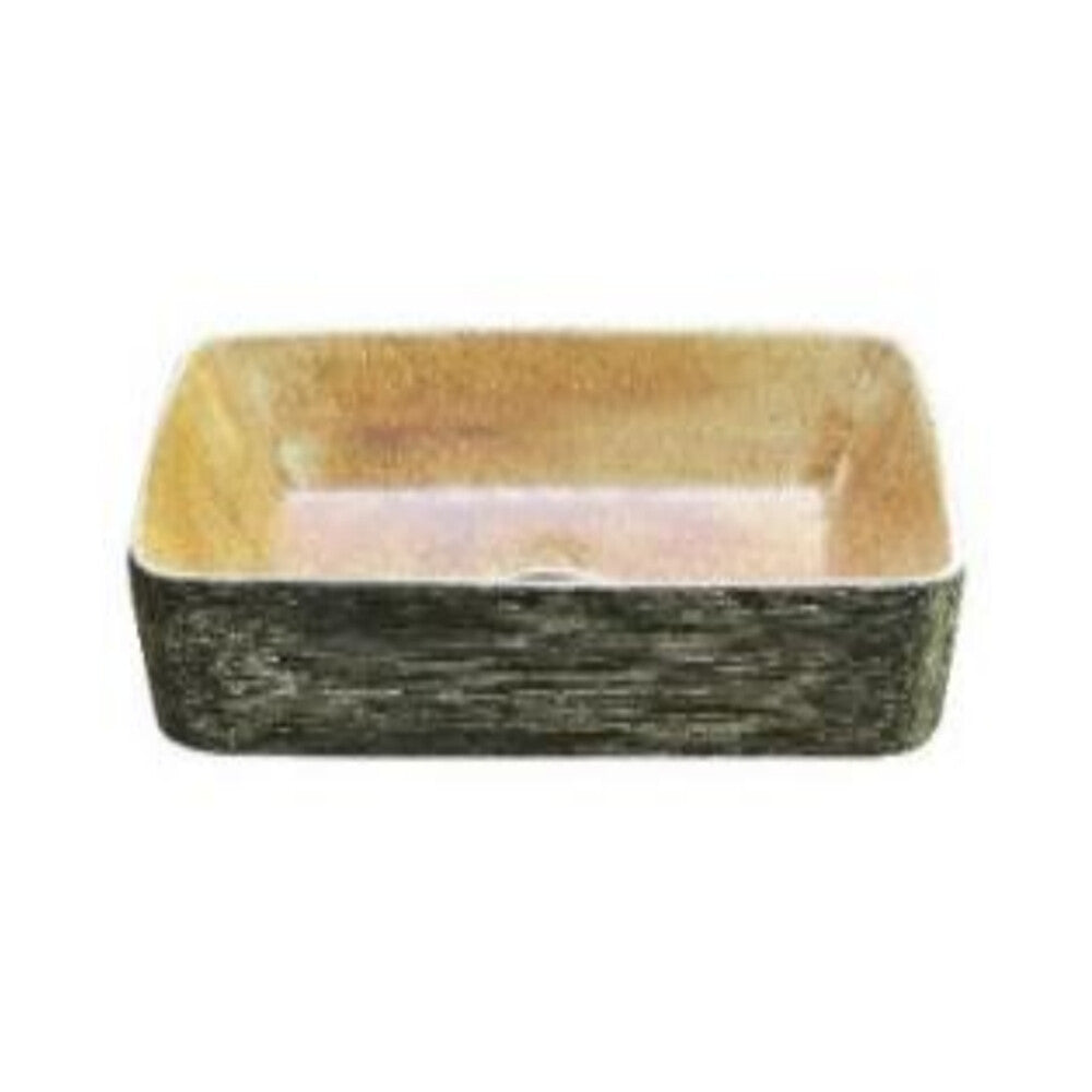 Infinity Pumpkin and Green Exterior Porcelain Rectangle Above Counter Art Basin 470*365*130mm
