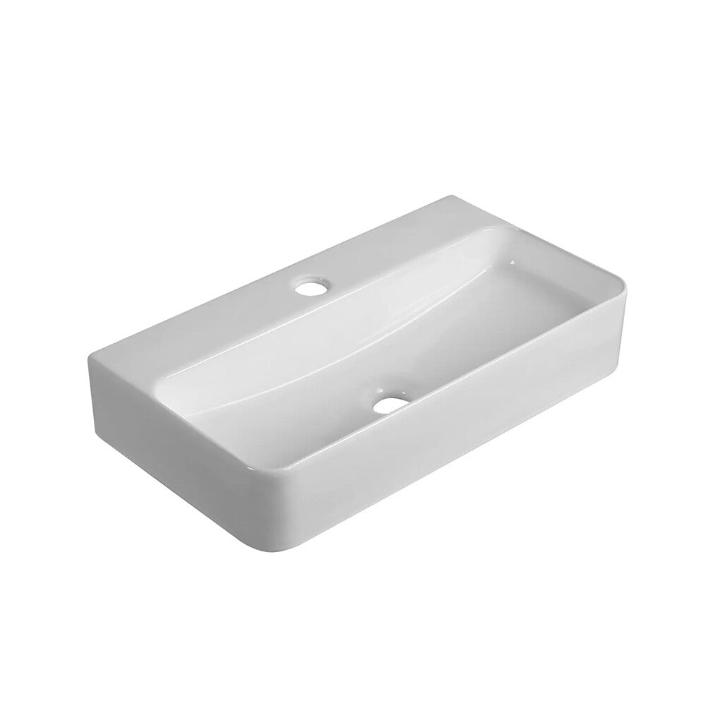 Infinity Rectangle Gloss White Ceramic Above Counter Basin 530*300*110mm
