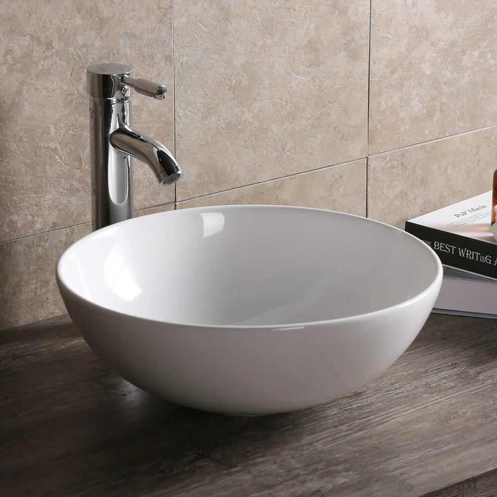 Infinity Round Gloss White/Matt White/Matt Black Ceramic Above Counter Basin 400*400*145mm