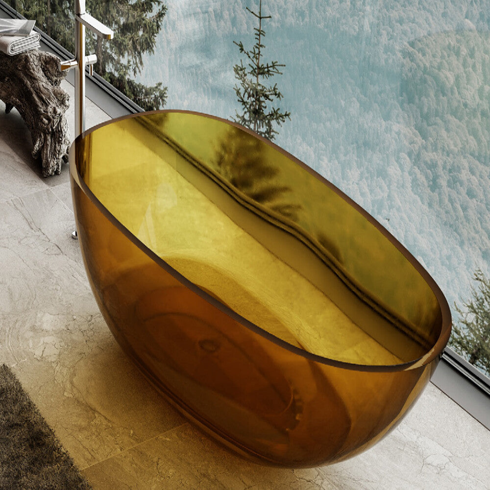 RIVA PETII Freestanding Bathtub – Transparent Yellow | Solid Surface | Made to Order | Available in 1500mm & 1700mm Sizes