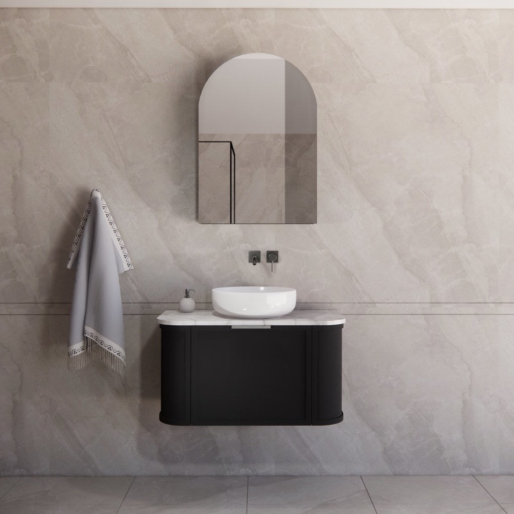 Riva Houston Wall Hung Vanity – Matte Black Curved | 600–1500mm