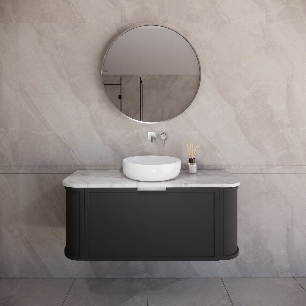 Riva Houston Wall Hung Vanity – Matte Black Curved | 600–1500mm