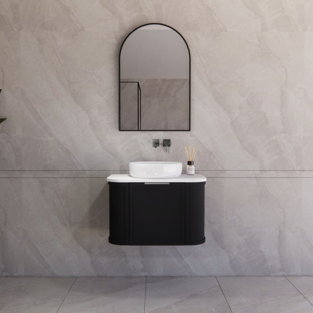 Riva Houston Wall Hung Vanity – Matte Black Curved | 600–1500mm