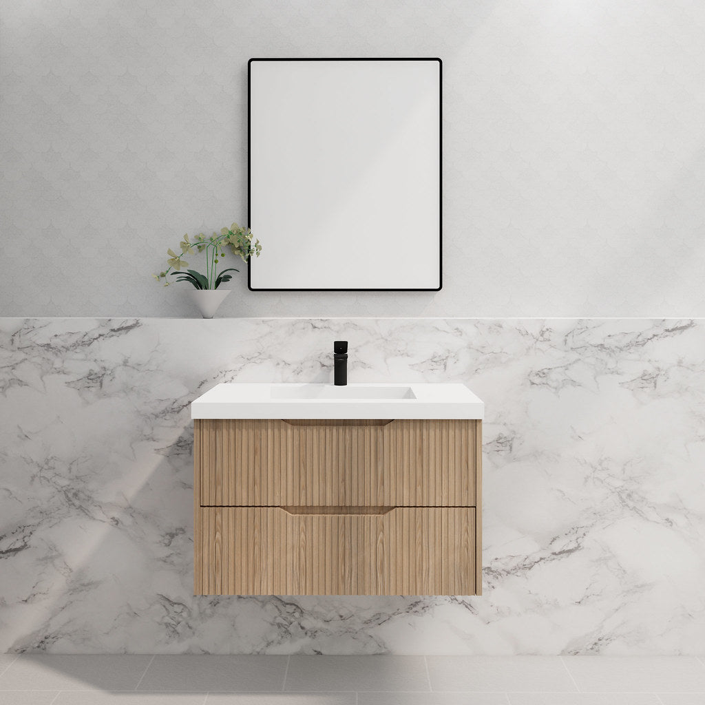 RIVA Bali Wall Hung Vanity – American Oak Fluted | 600–1500mm