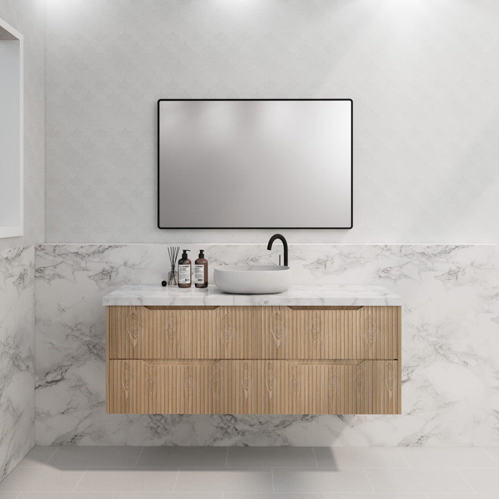 RIVA Bali Wall Hung Vanity – American Oak Fluted | 600–1500mm