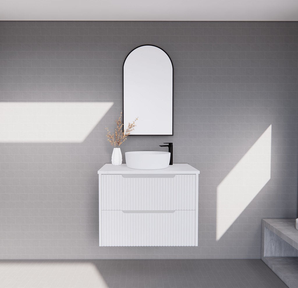 RIVA Bali Wall Hung Vanity – Matt White Fluted | 600–1500mm