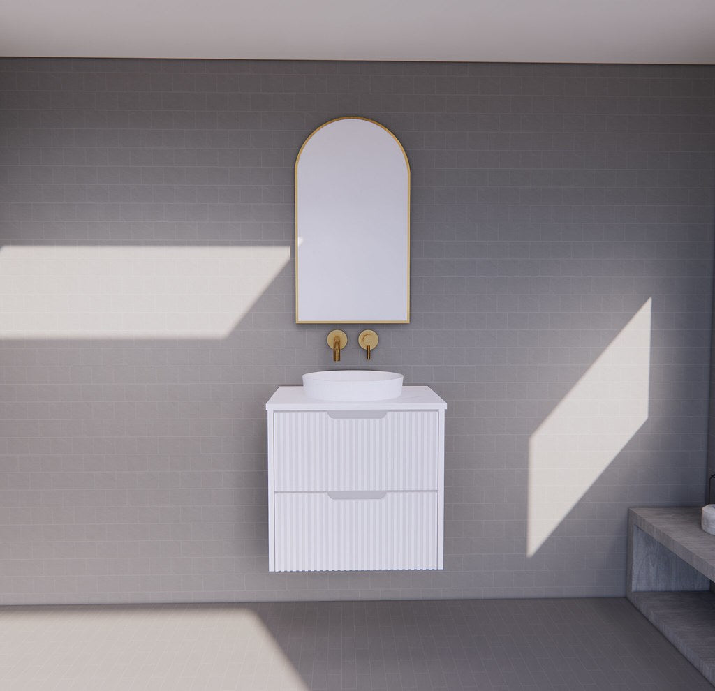 RIVA Bali Wall Hung Vanity – Matt White Fluted | 600–1500mm