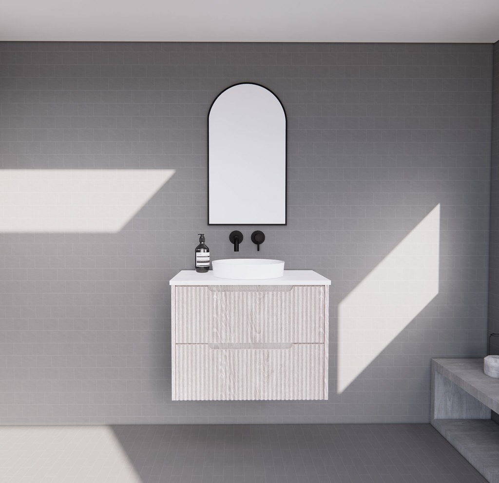 RIVA Bali Wall Hung Vanity – White Oak Fluted | 600–1500mm