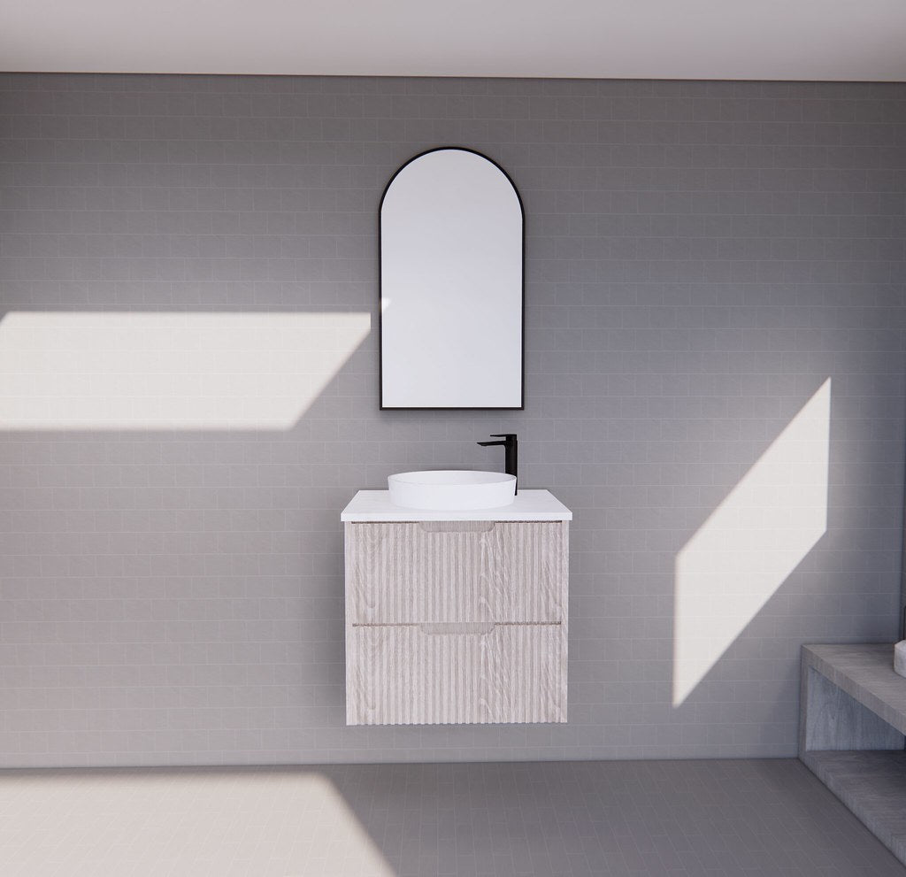 RIVA Bali Wall Hung Vanity – White Oak Fluted | 600–1500mm