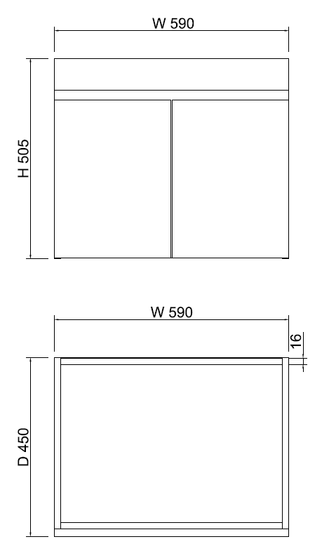 ABS Less Vanity With Wall Hung Design – Gloss White | 600–1500mm