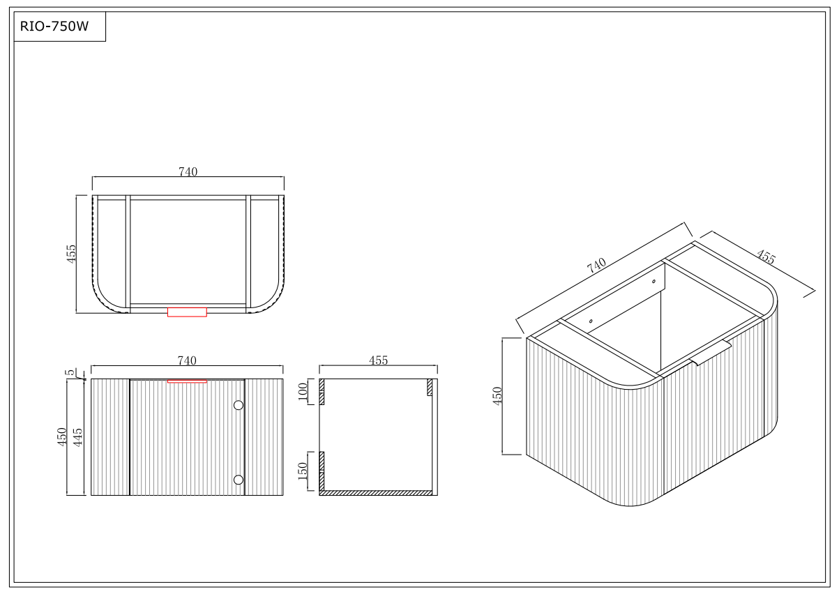 INFINITY RIO Matt White Curved Fluted Vanity | Wall Hung | ALL SIZE