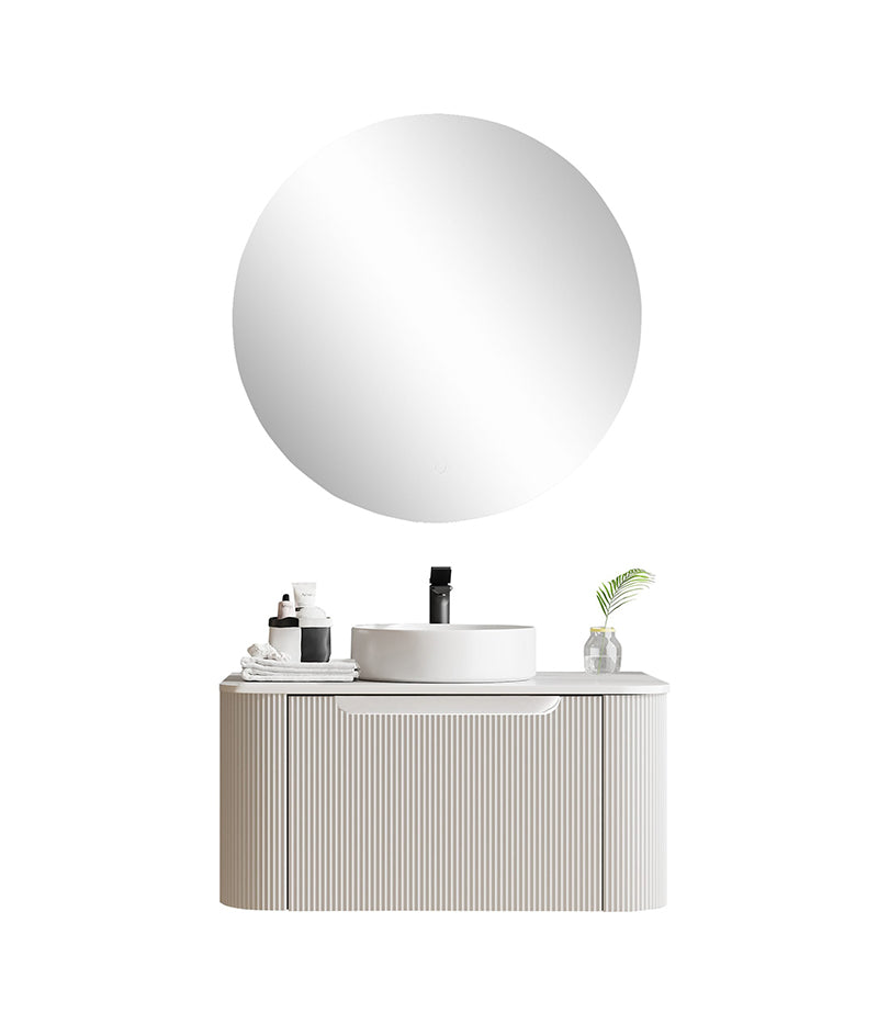 MERCIO Rome Matt White Fluted Curved Wall-Hung Vanity 600-1500mm