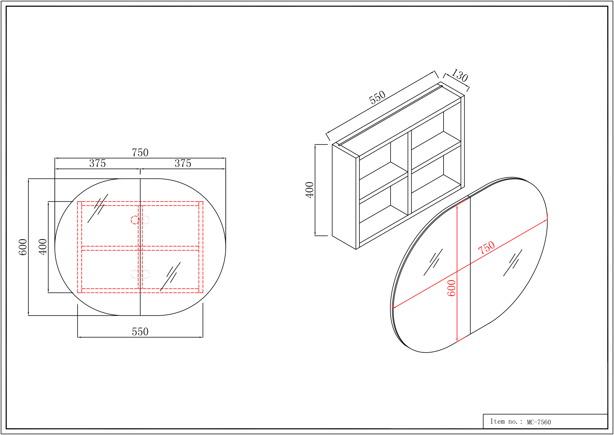 Infinity Rosy Oval Wall Hung Plywood Shaving Cabinet | 750 / 900 / 1200 / 1500mm