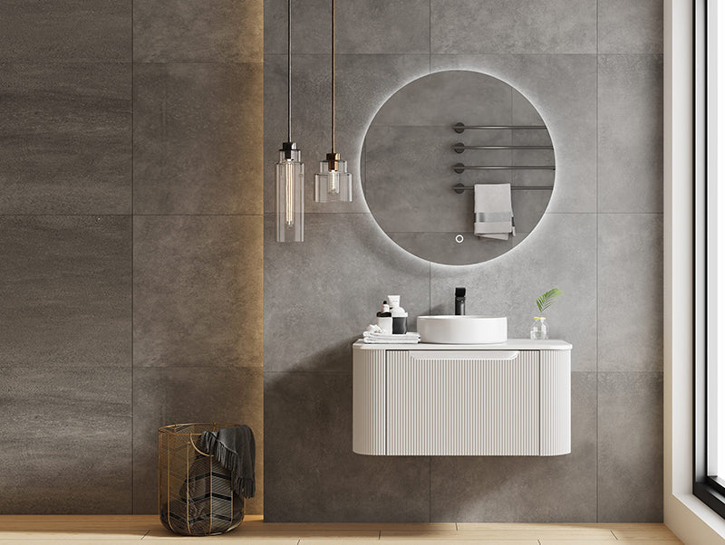 MERCIO Rome Matt White Fluted Curved Wall-Hung Vanity 600-1500mm