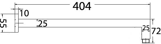 IKON 400mm Square Horizontal Shower Arm | Chrome, Matt Black, Gun Metal, Brushed Nickel, Brushed Gold