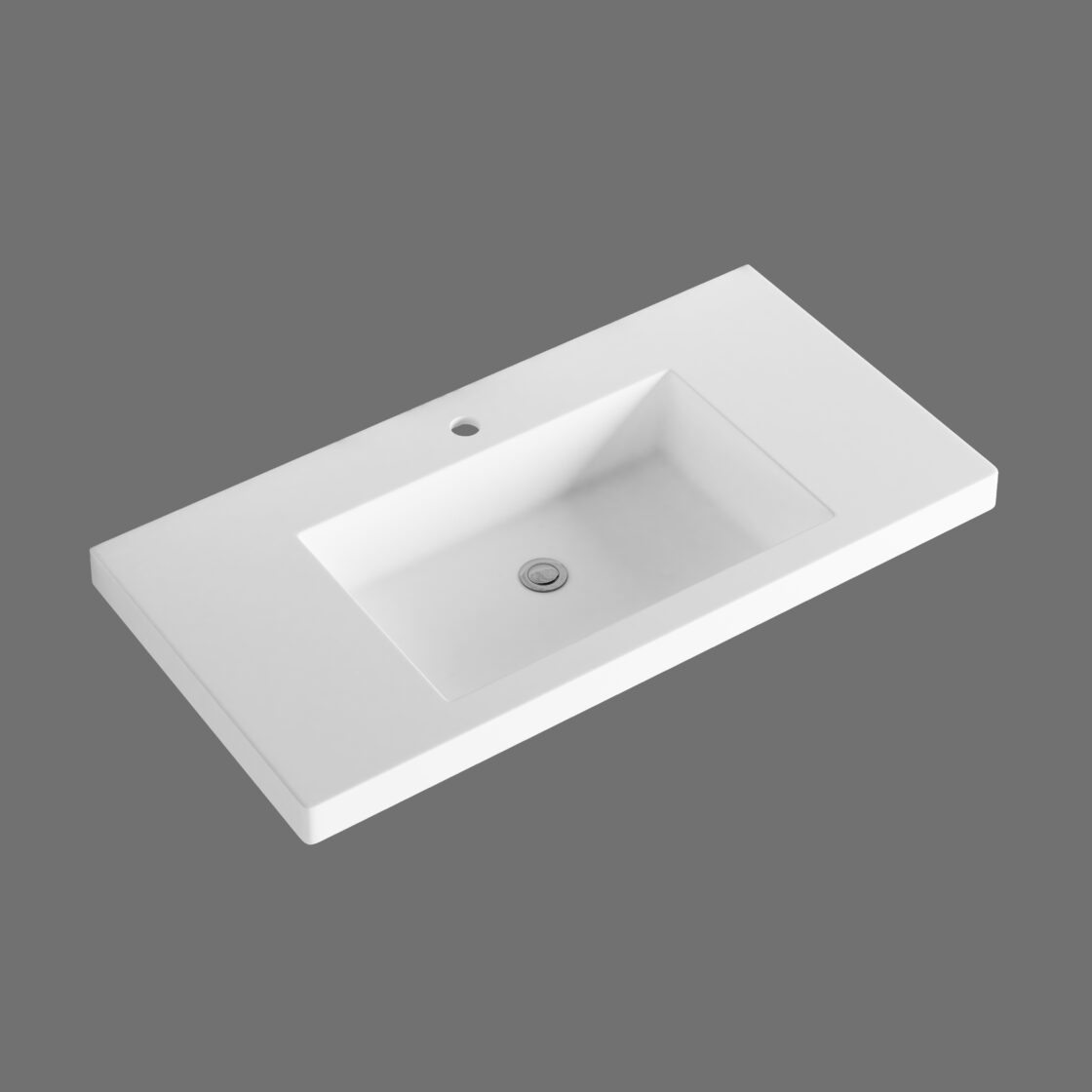 Modern white rectangular bathroom vanity basin with single tap hole, Secasa Home