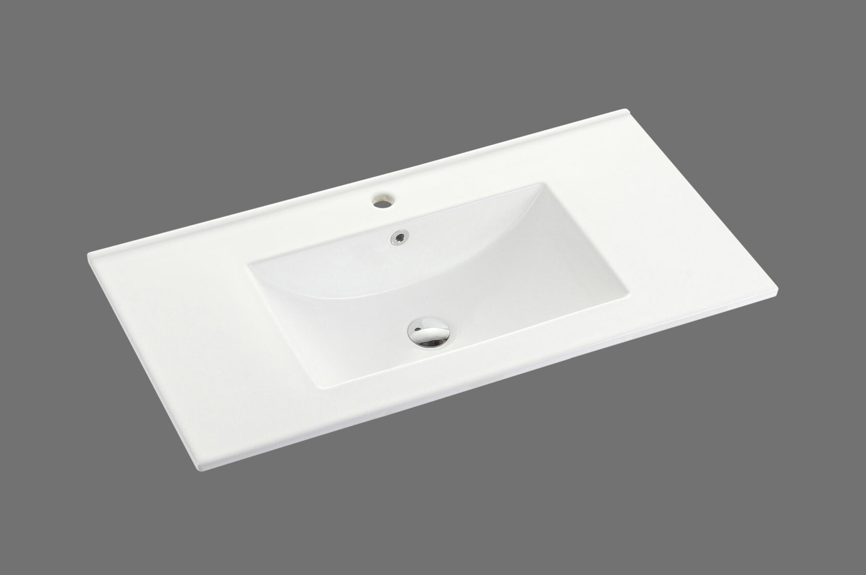 Modern white rectangular bathroom vanity basin with single tap hole, Secasa Home