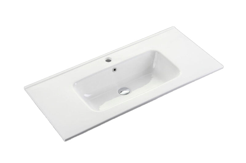 ABS Eden Slim Curved Gloss White Ceramic Top With Overflow 610-1210*465*175mm