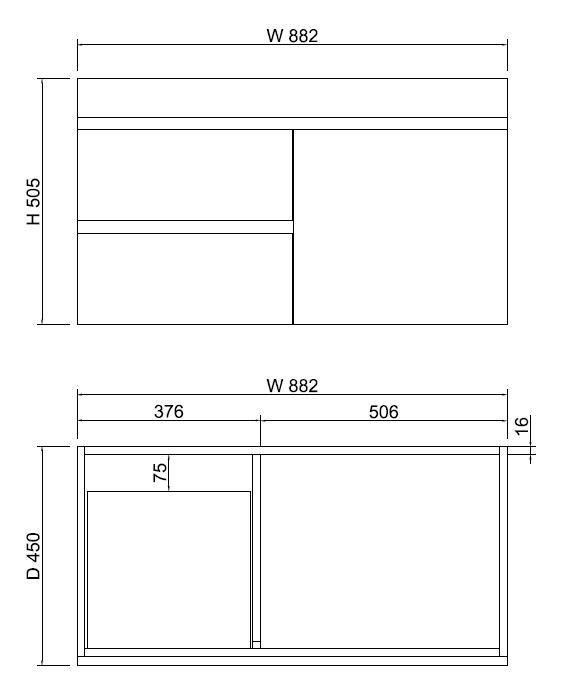 ABS Less Vanity With Wall Hung Design – Gloss White | 600–1500mm