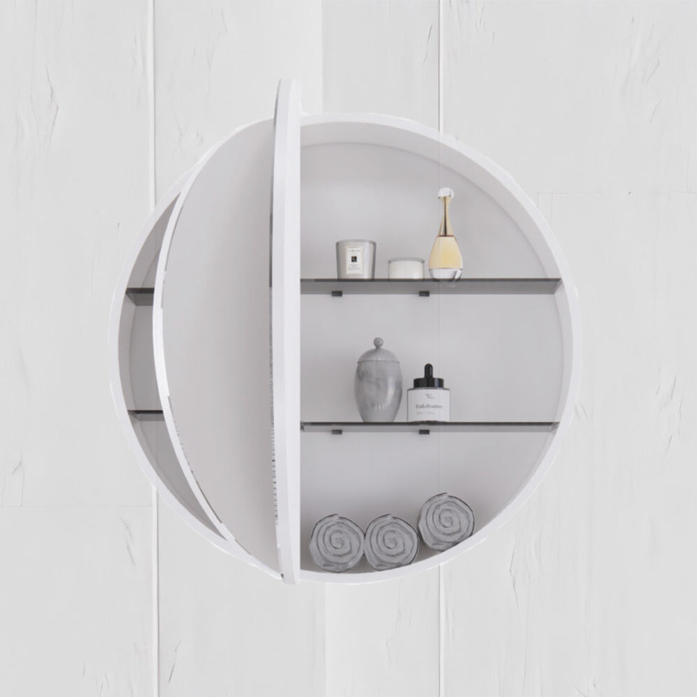 RIVA Paris Round LED Shaving Cabinet – Matte Black / Matte White | 800×800mm