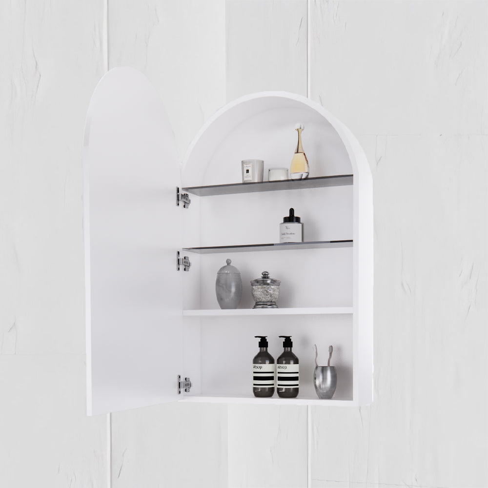 RIVA Paris LED 600×870mm Arch Plywood Shaving Cabinet – Matt Black/Matt White