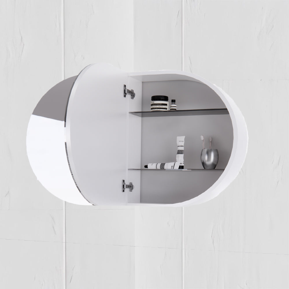 RIVA Paris LED Oval 870×600mm Shaving Cabinet l Matt Black/Matt White