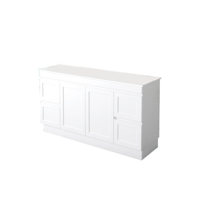 ABS Riva MIAMI Freestanding Vanity with Kickboard – Matt White Shaker | 600–1500mm