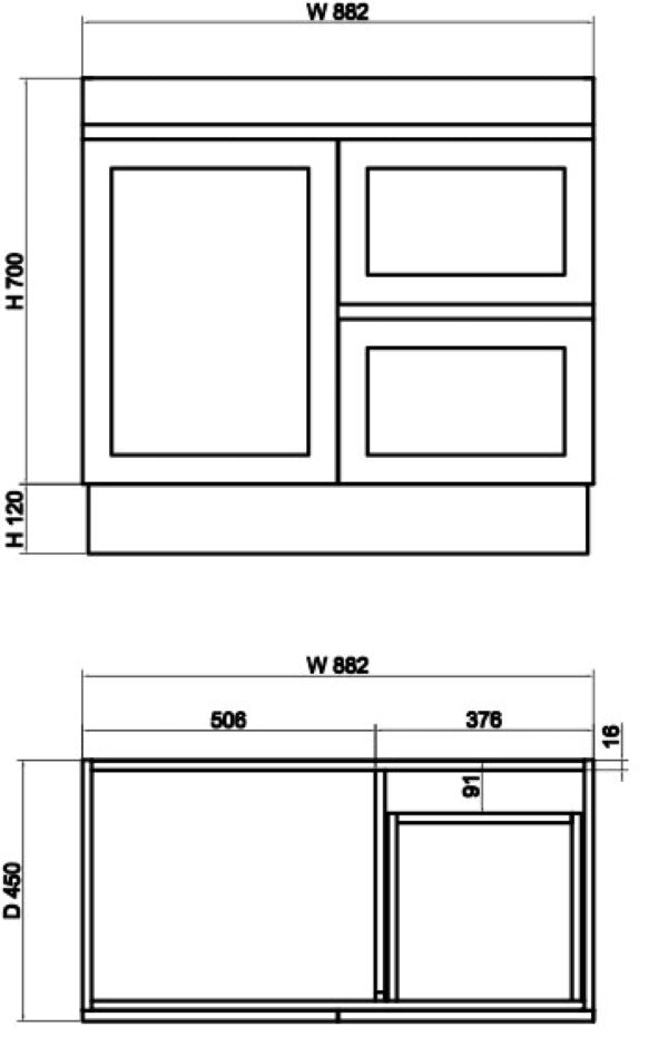 ABS Riva MIAMI Freestanding Vanity with Kickboard – Matt White Shaker | 600–1500mm