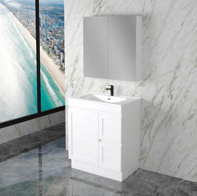 ABS Riva MIAMI Freestanding Vanity with Kickboard – Matt White Shaker | 600–1500mm