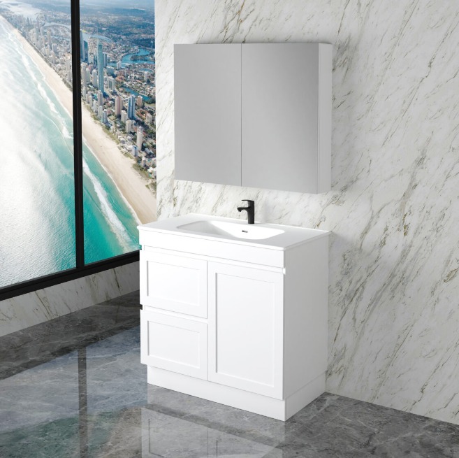 ABS Riva MIAMI Freestanding Vanity with Kickboard – Matt White Shaker | 600–1500mm