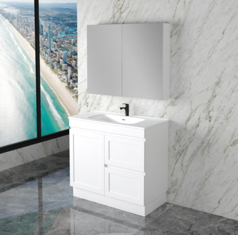 ABS Riva MIAMI Freestanding Vanity with Kickboard – Matt White Shaker | 600–1500mm