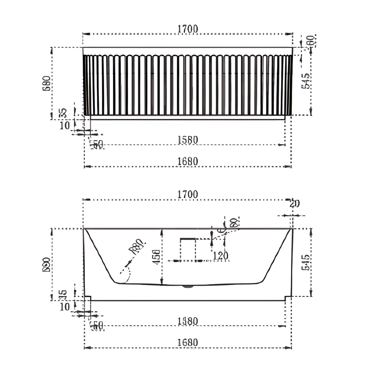 INFINITY Artemis Matte White Freestanding Bathtub | 1500mm & 1700mm