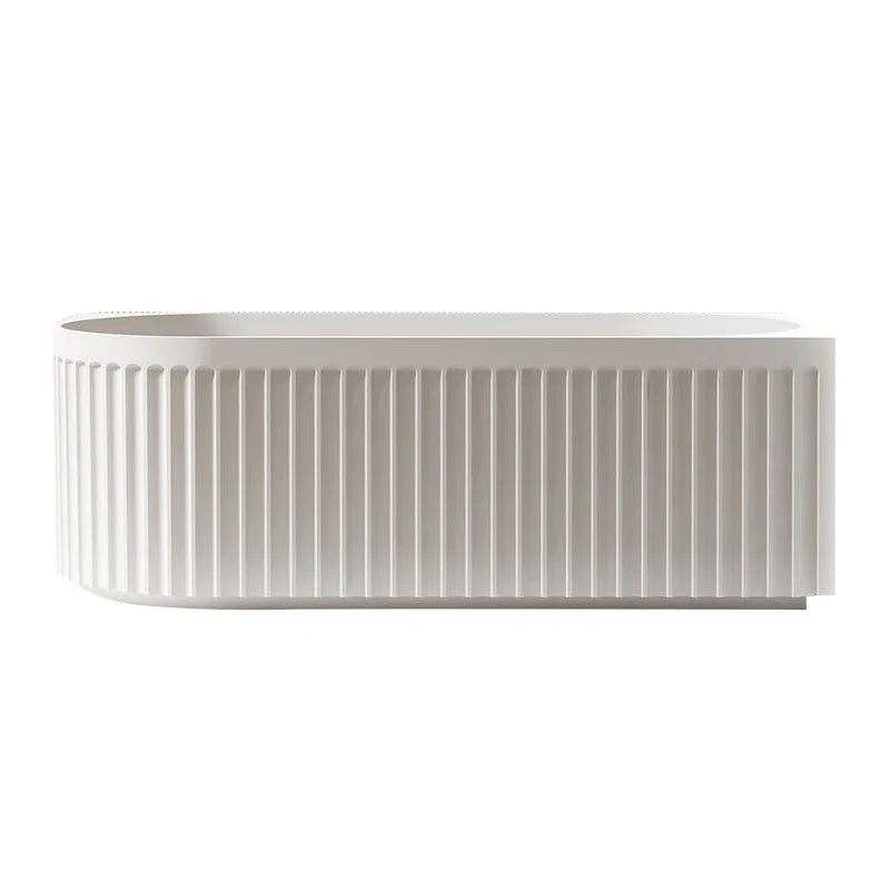 Modern freestanding white bath with fluted design, Secasa Home bathroom renovation product