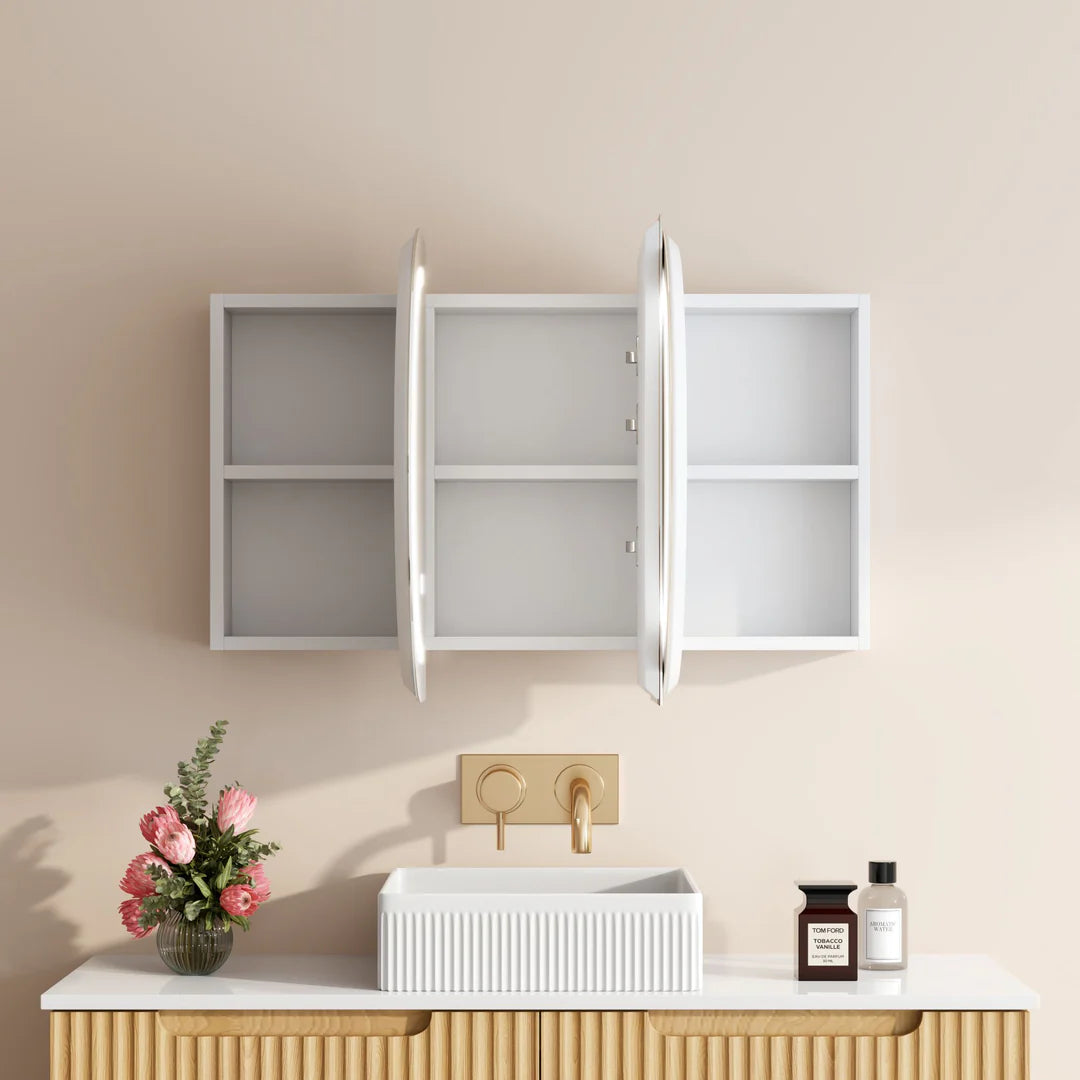 Mercio Athena Matt White Oval LED Shaving Cabinet 900 | 1200 | 1500mm