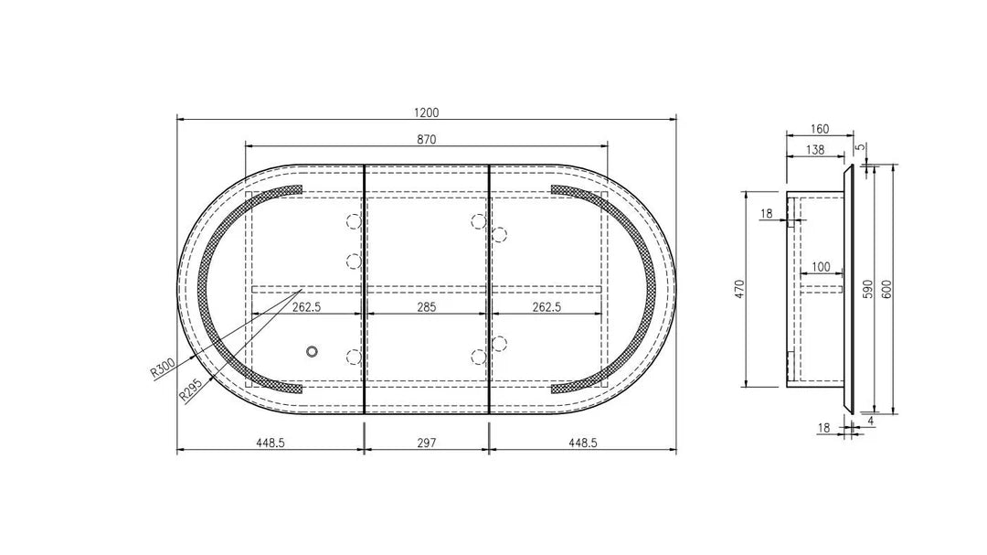 Mercio Athena Matt White Oval LED Shaving Cabinet 900 | 1200 | 1500mm